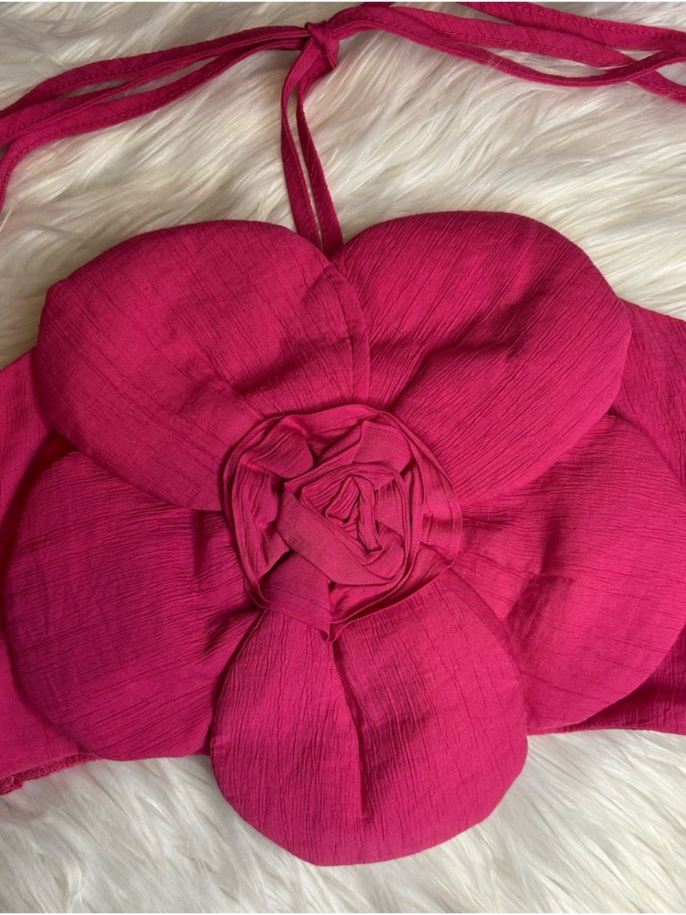 Women's Hot Pink Floral Bandeau Top - Picture 4 of 5